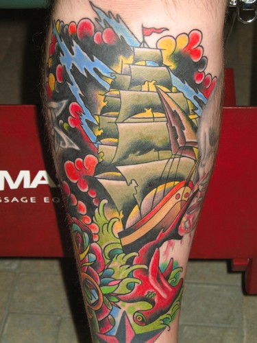 Tattoos - Traditional Old School tattoos - hammerhead and ship